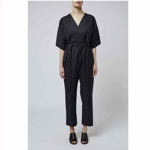Topshop Boutique Navy Wool Kimono Wrap Jumpsuit